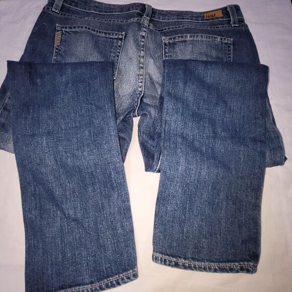 Paige Sz 29 Skyline Ankle Peg Jeans Medium Wash Distressed Low-rise - Picture 7 of 14